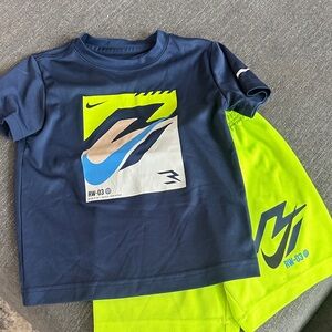 Nike Kids Blue and Neon Yellow set